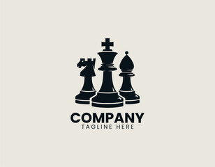 Strategic Chess King Bishop Duality Board Game Vector Logo Design