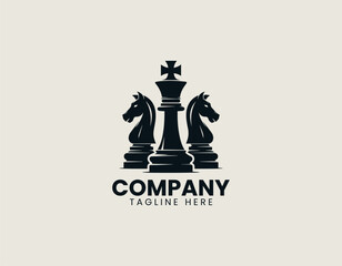 Strategic Chess King Bishop Duality Board Game Vector Logo Design