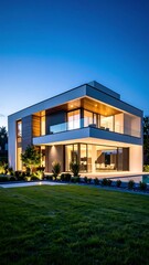 Modern house at twilight (1)