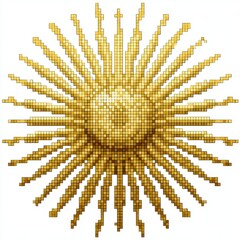 Abstract Gold Sunburst Design with Central Grid Pattern