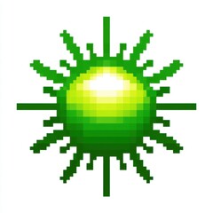 Abstract Green Pixel Art Sphere with Radiating Lines