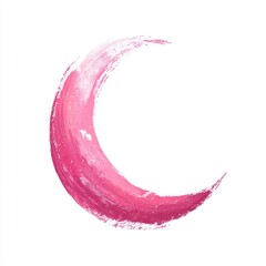 Abstract Pink Watercolor Crescent Moon on White Background