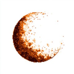 Abstract Pixel Art Brown Orange Particles Half Circle White Background