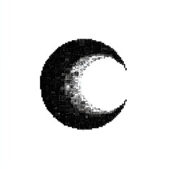 Abstract Pixelated Crescent Moon Illustration