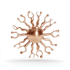 Abstract Rose Gold Metallic Sculpture Organic Tendrils and Central Orb