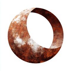 Abstract Rusty Sphere Orange and Brown Textured Orb on White Background
