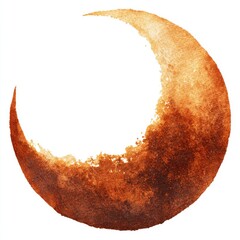 Abstract Watercolor Crescent Moon Painting in Earthy Tones