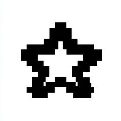 Fototapeta premium Black and White Pixel Art Star on White Background