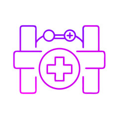 Obraz premium Medical icon of first aid with symbols in pink outline design 