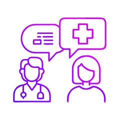 Fototapeta premium Doctor and patient discussing health information in conversation bubbles 