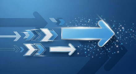Blue Arrows Moving Forward Towards Success