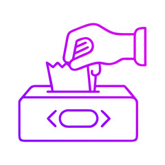 Fototapeta premium Hand placing a ticket into a ballot box in a simple line icon 