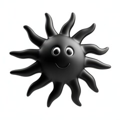 Cheerful Black Sun with Smiling Face 3D Render