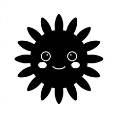 Fototapeta premium Cheerful Black Sun Illustration on White Background