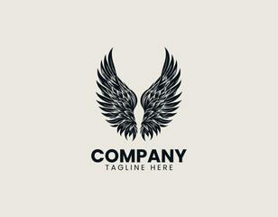 Obraz premium Detailed Angel Wing Feathered Flight Freedom Graphic Vector Logo Design