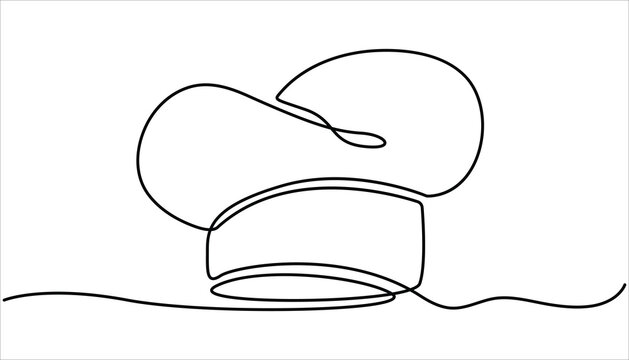 recommend clip art: Continuous one line drawing of chef hat or cap. One line drawing illustration of hat chef. one continuous line drawing of cook hat uniform. Symbol of cafe, cooking in a simple one line style.