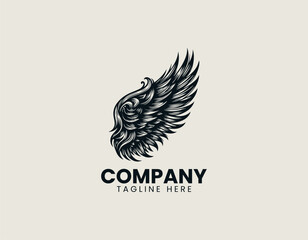 Obraz premium Detailed Angel Wing Feathered Flight Freedom Graphic Vector Logo Design