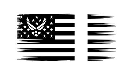 Black and white American flag with air force emblem Vector With white background