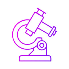 Microscope illustration in neon style with purple and pink colors  