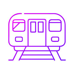 Train icon in linear style with pink and purple colors  