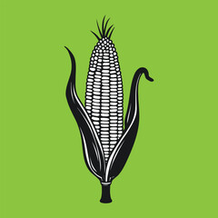 Vintage Corn on the Cob Icon Isolated on White Background Vector