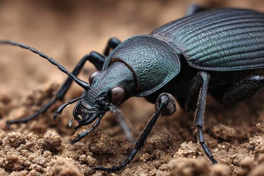 Close up of the Ground Beetle Carabus Procrustes coriaceus