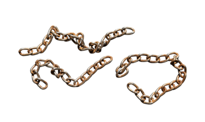 set of rusty metal chain isolated
