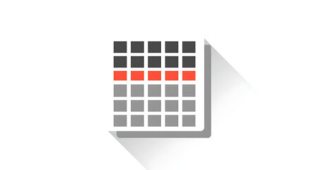 Modern office calendar vector illustration. Grid planner icon with a red highlighted row for important deadlines or events.