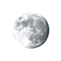 Naklejka premium Detailed full moon with craters and texture, isolated on transparent background