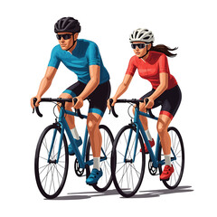 Obraz premium Couple Cycling Together Active Lifestyle and Outdoor Fitness