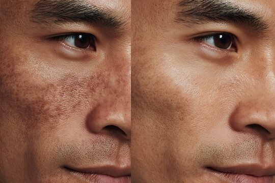 Compare dark spots before and after using a cosmetic to reduce pigmentation.