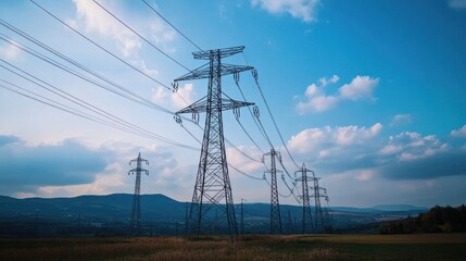 Power Lines Across Hills