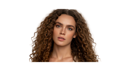Portrait of a Young Woman with Long Curly Brown Hair