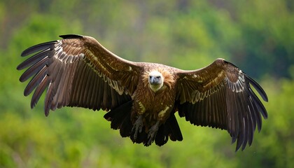 Obraz premium Vulture in flight above lush forest