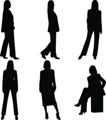 Vector silhouettes of businesswomen