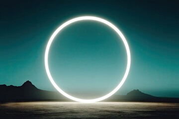 Glowing ring portal over desert landscape
