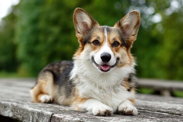 Corgi outdoors posing