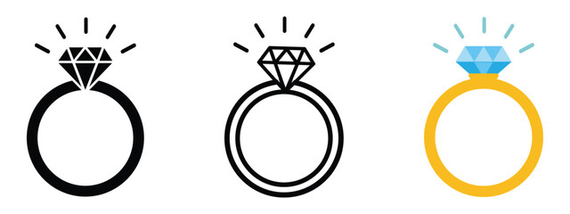 wedding ring with diamond icon vector isolated on transparent background. engagement ring. Vector icon for love and marriage, wedding invitations, romantic designs, and jewelry branding. proposal sign