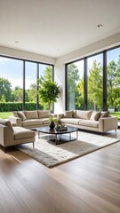 Modern living room with large windows (1)
