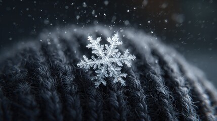 Snowflake on knitted fabric