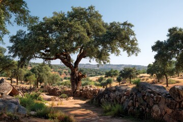 Cork oak scenery in southern Portugal