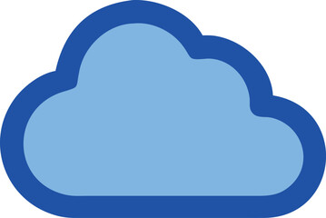 Stylized Blue Cloud Icon with Darker Blue Outline on White Background