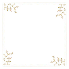 Elegant square border frame. Leafy swirl corners for paper, cards and wedding designs.