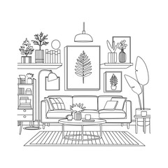 Fototapeta premium Hand Drawn Home Decor Sketch Illustration