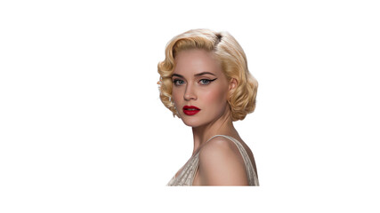 Fototapeta premium Glamorous Blonde Woman with Vintage Hairstyle and Makeup