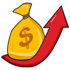 Money Bag with Rising Arrow Illustration. Financial growth