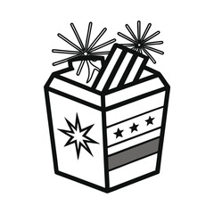 Festive fourth of july fireworks snack box design with classic elements