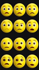 Fototapeta premium Animated yellow emoticon faces