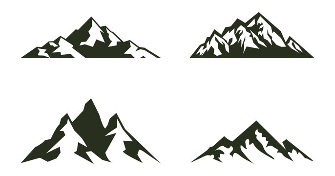 Mountain Silhouette Landscape Vector, Minimalist Mountain, Silhouette Mountain Scene Vector Illustration