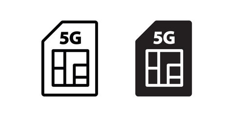 5G sim networking icon. 5g internet symbol. Sim network symbol png and vector illustration on transparent background